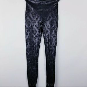 Spanx Faux Leather Leggings with Lace Pattern